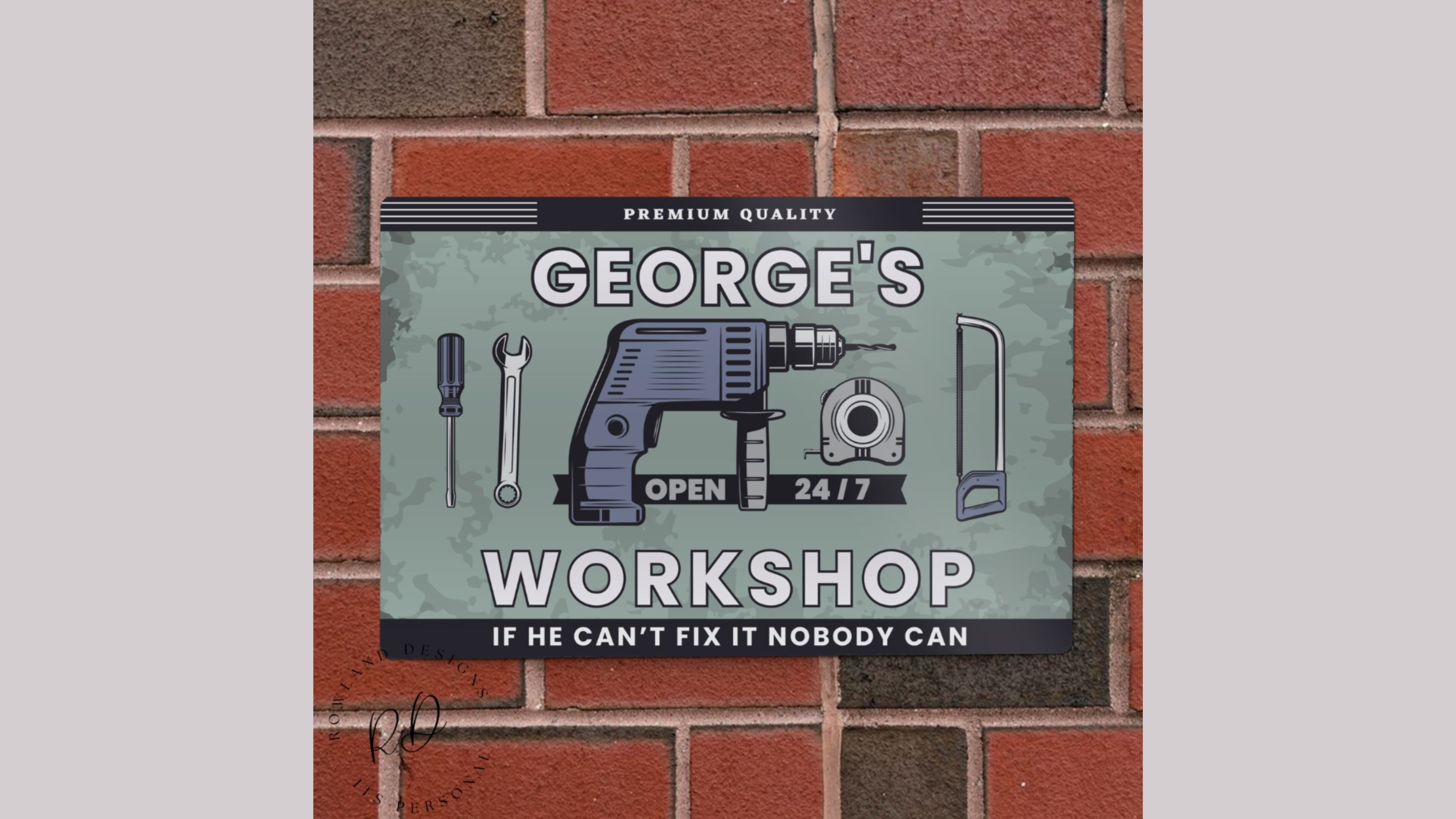 Valentine’s Day Gifts for Him - workshop sign personalised name - George's 