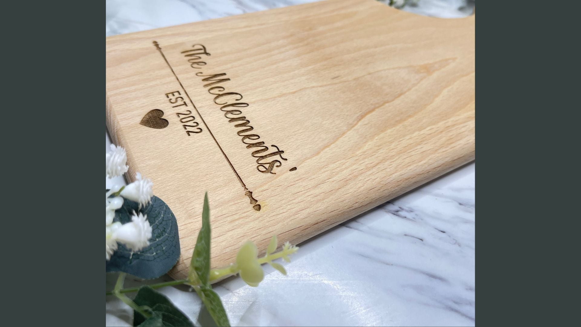 Valentine’s Day Gifts for Wife - engraved serving board with the mcclements EST 2022 engraved 