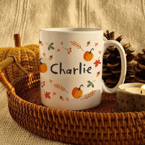 Personalised autumn style coffee mug - custom name 