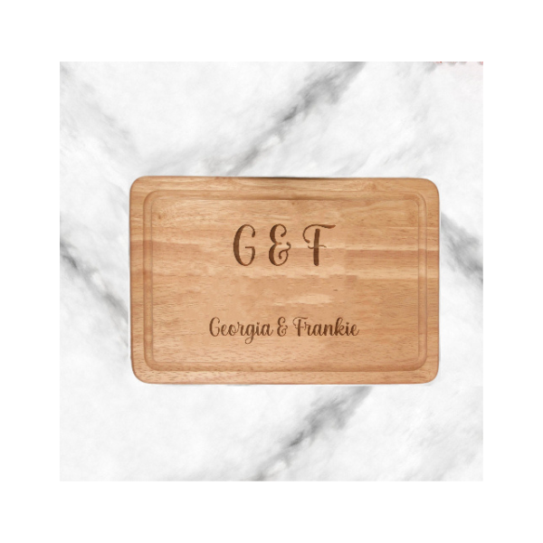 Personalised engraved chopping board - engraved with names 