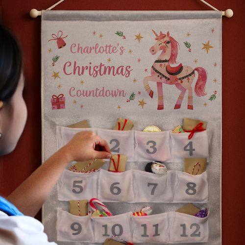 Personalised Christmas Advent Calendar - unicorn custom name 