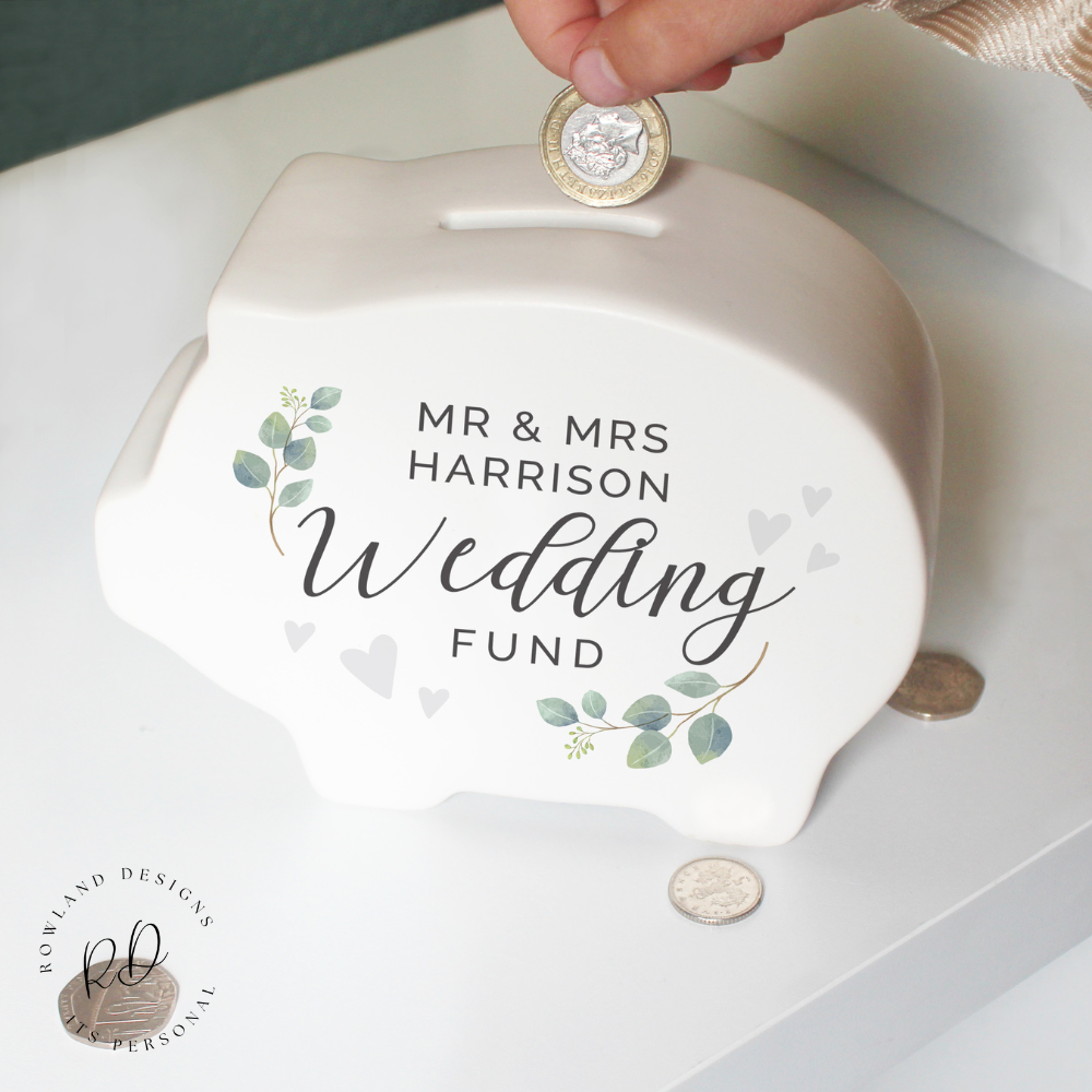 Personalised Wedding Money Box Online with Names and Fund Text

