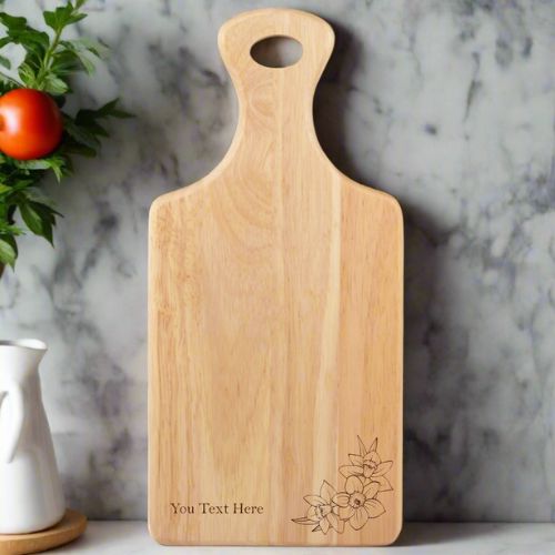 Personalised custom name serving chopping board with flowers 