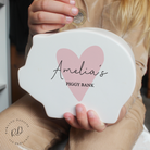 Personalised Pink Heart Penny Bank for Children

