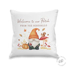 Custom Autumn Gonk Cushion showing personalised text – soft polyester autumn décor