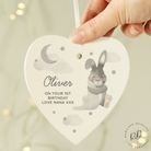 Wooden baby keepsake with name and ribbon
