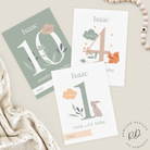 Set of 24 baby milestone cards with woodland designs
