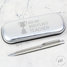 Chrome-plated engraved pen gift for teachers