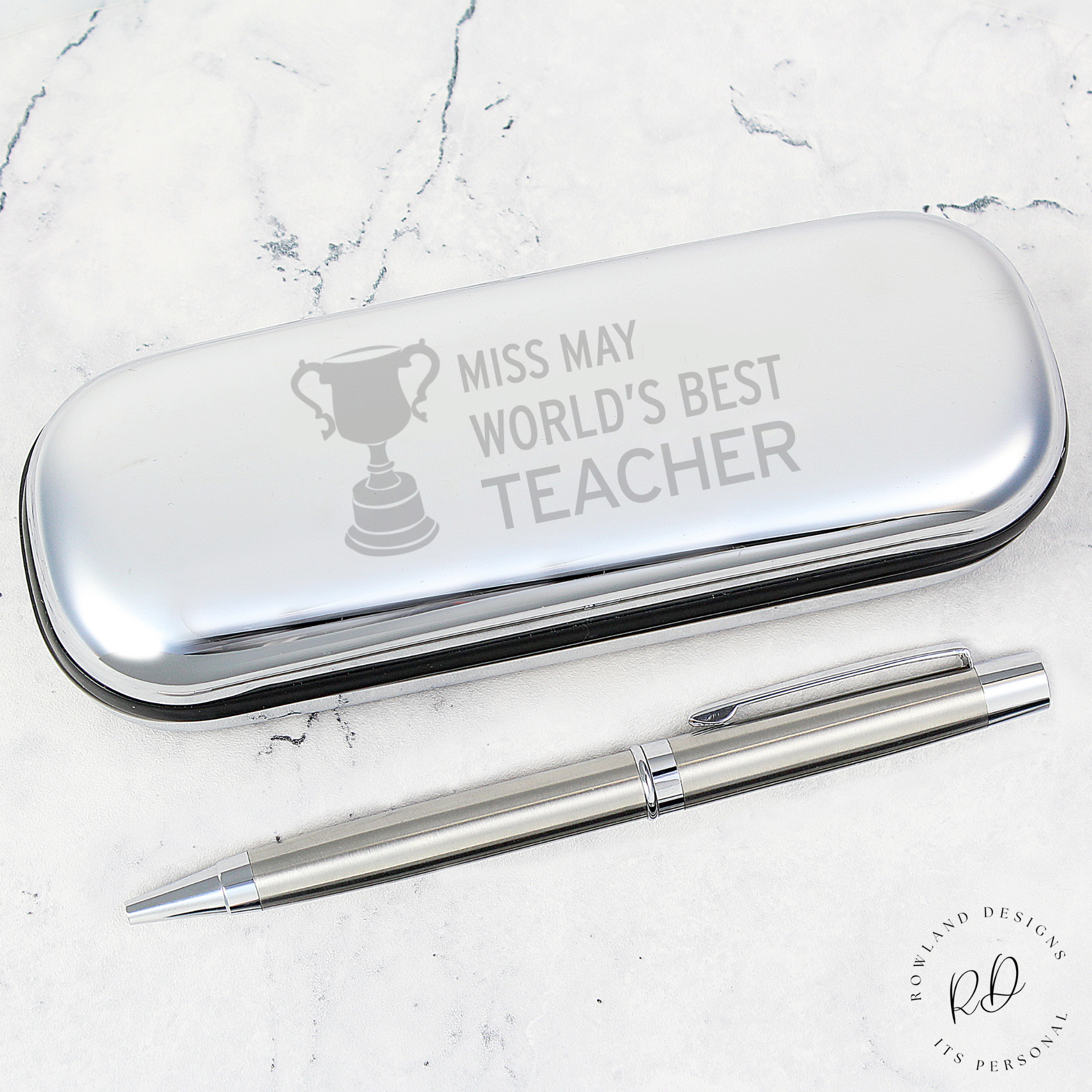 Chrome-plated engraved pen gift for teachers