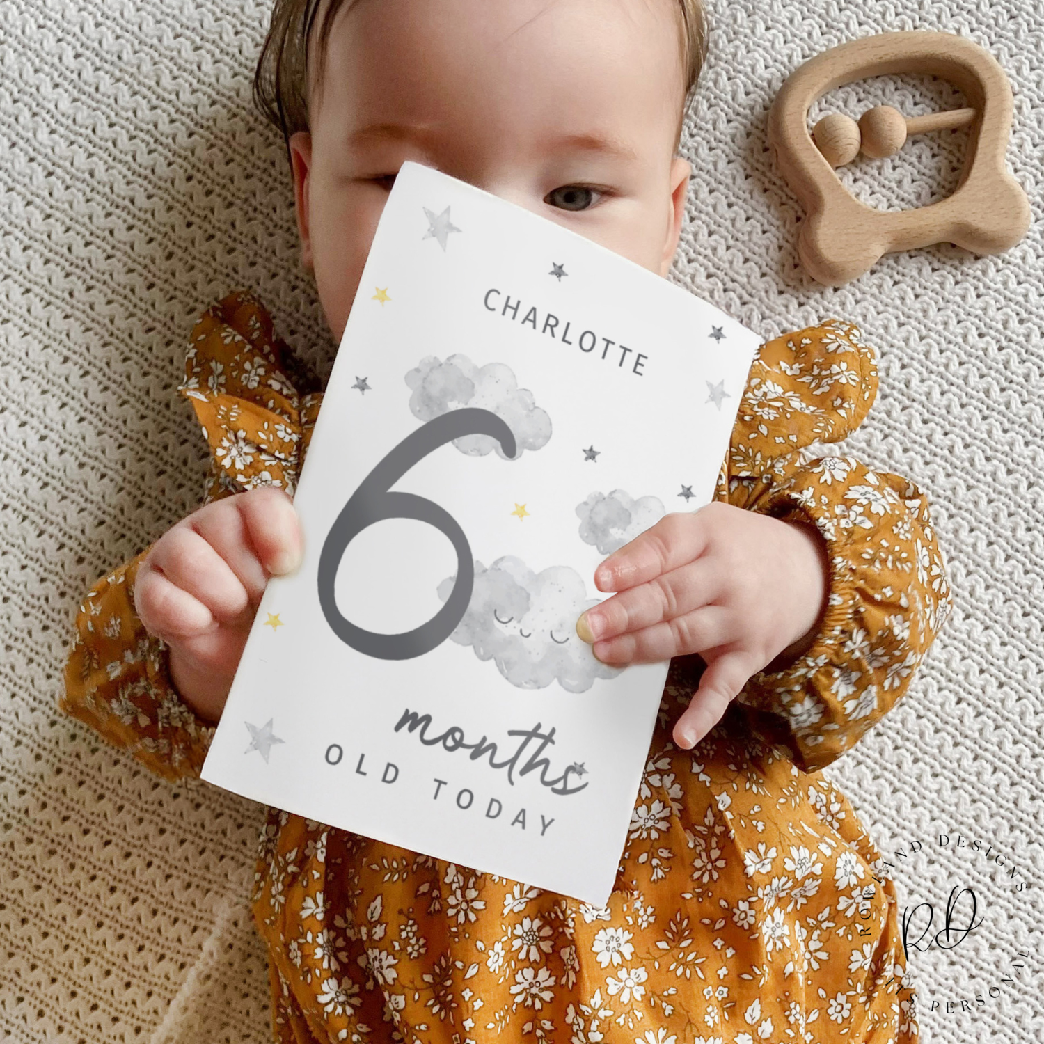 Full set of personalised cloud baby milestone cards

