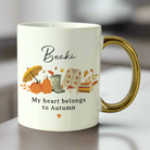 Cosy personalised autumn tea cup perfect for seasonal gift