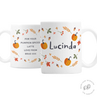 Custom Halloween mug featuring pumpkin design and personalised text
