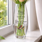 Custom Robins Appear glass vase personalised in memory of a loved one