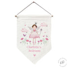 Custom fairy princess hanging wall banner for nursery décor
