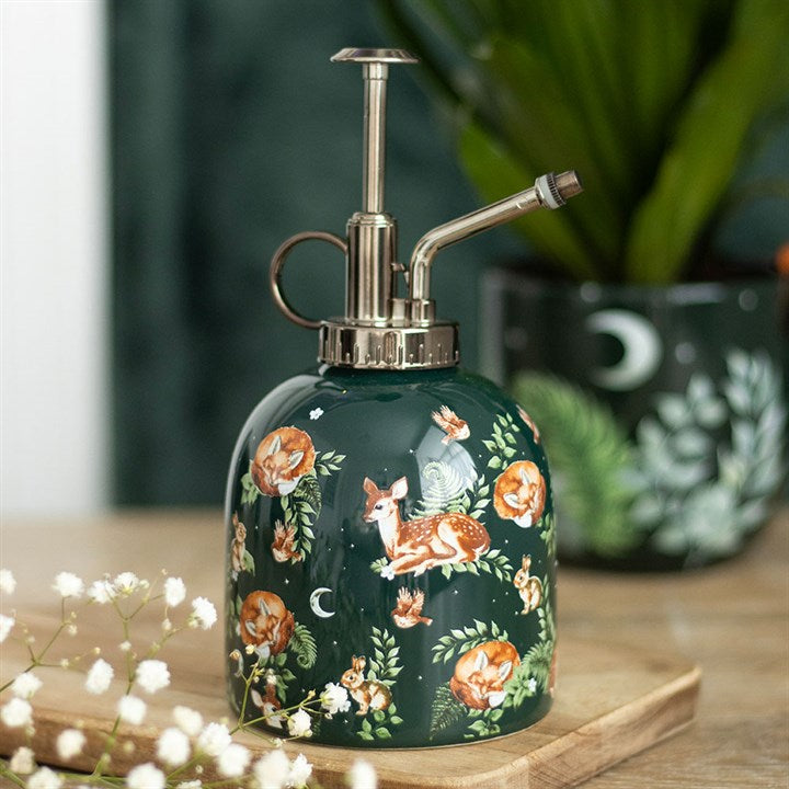 Side view of woodland animal ceramic plant mister
