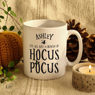 Halloween coffee mugs with personalised name and Hocus Pocus quote

