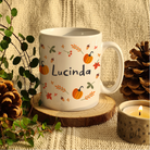 Ceramic personalised pumpkin mug perfect for Halloween gifts