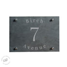 Modern slate house door sign with personalised details