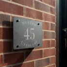 Durable outdoor slate house door sign with engraving