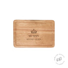Personalised kitchen chopping board with engraved crown design