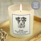 Personalised dog memorial candle with custom breed illustration