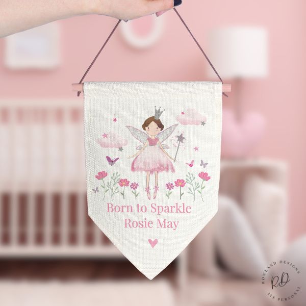 Fairy princess personalised wall hanging decoration for kids