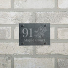 Personalised floral slate house number sign with custom text