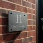 Personalised large number slate house number sign with custom text