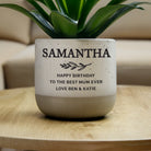 Personalised memorial flecked plant pot with custom remembrance message