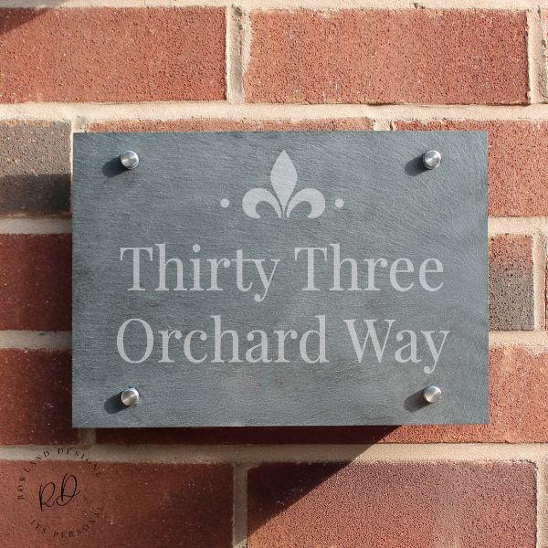 Personalised ornate slate house sign with custom engraving