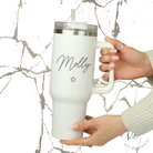 Personalised star 40oz travel cup front view