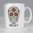 Personalised sugar skull mug with custom name on front