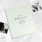 Personalised traditional wedding photo album with custom text, satin finish, elegant keepsake for weddings and anniversaries