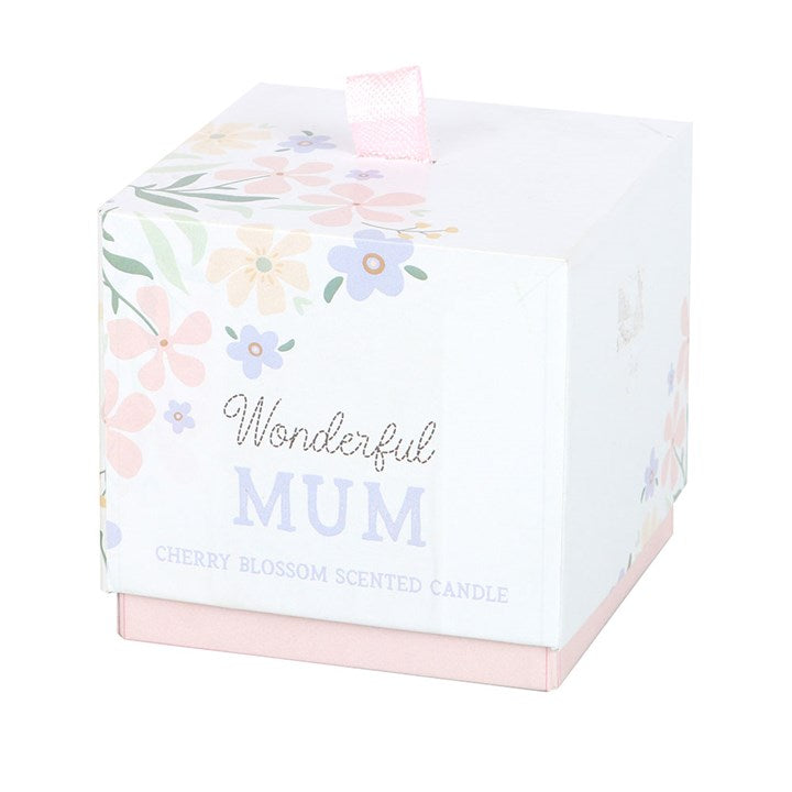 Beautiful Pink Candle with ‘Wonderful Mum’ Message