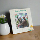 Personalised baby photo frame with puddle duck design