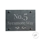 Stylish slate leaf house address number sign for home entrance