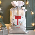 Soft fleece personalised Santa sack material texture and feel, ideal for treats.
