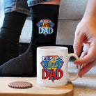Super Dad personalised mug and black socks gift set for fathers