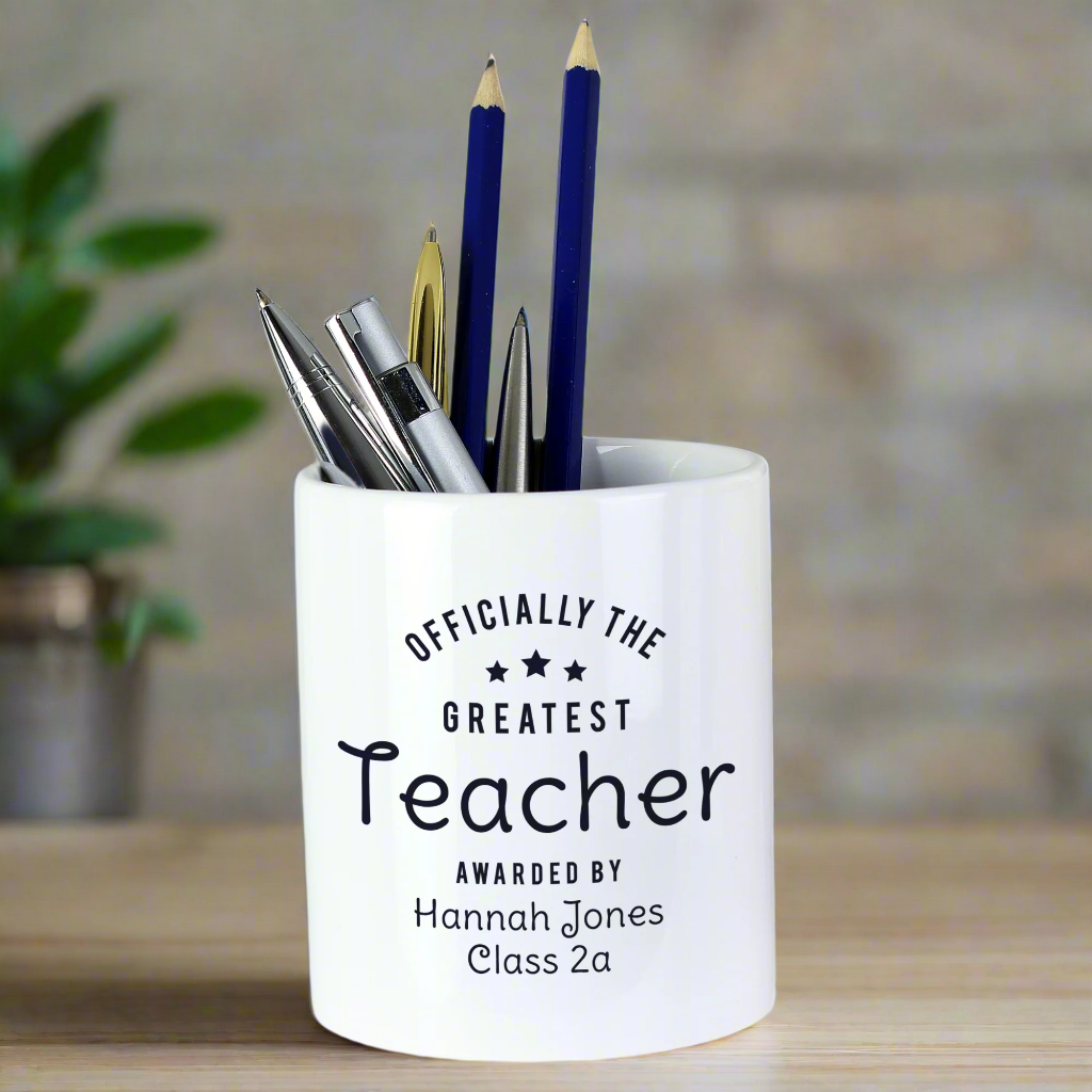 Custom thank you teacher gift ceramic pot with personalised text