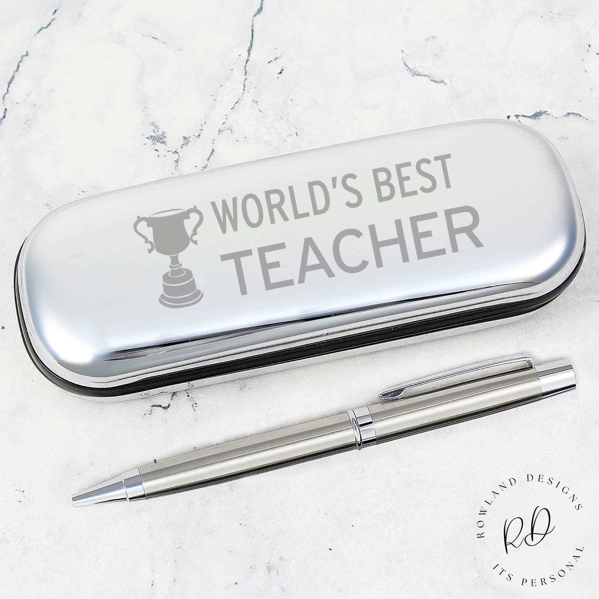 Ballpoint pen presented in a lined gift box for teacher