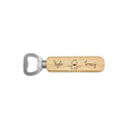 Personalised Wooden Bottle Opener with Engraved Names and Heart Motif – Perfect New Home Gift