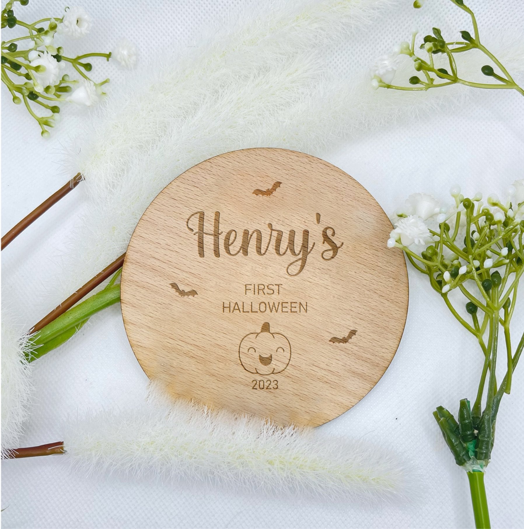 Custom Baby's First Halloween Announcement with a Pumpkin