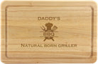 Personalised Hevea wood chopping board with "Natural Born Griller" engraving.