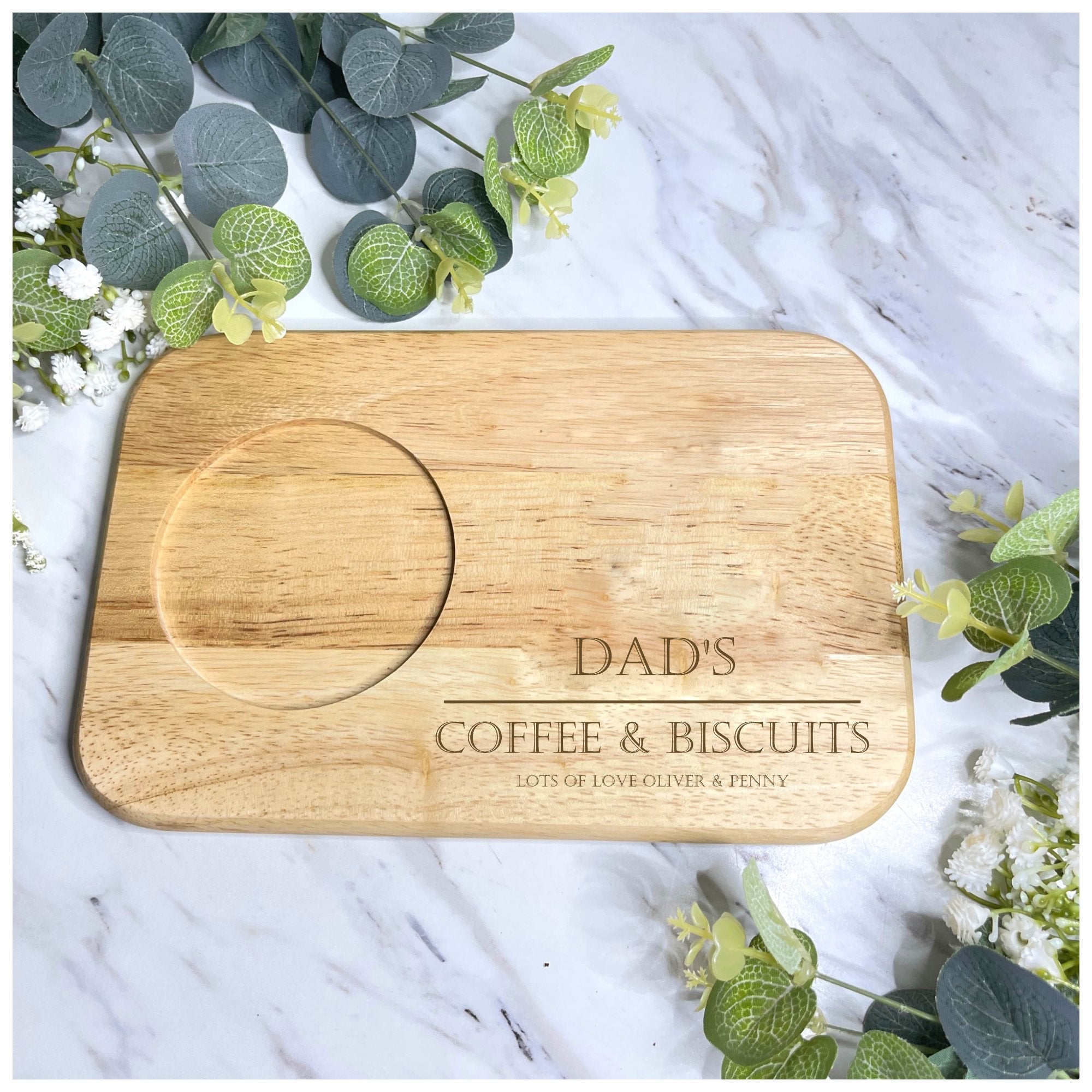 Custom engraved tea and biscuits board for Dad or Daddy birthday gift