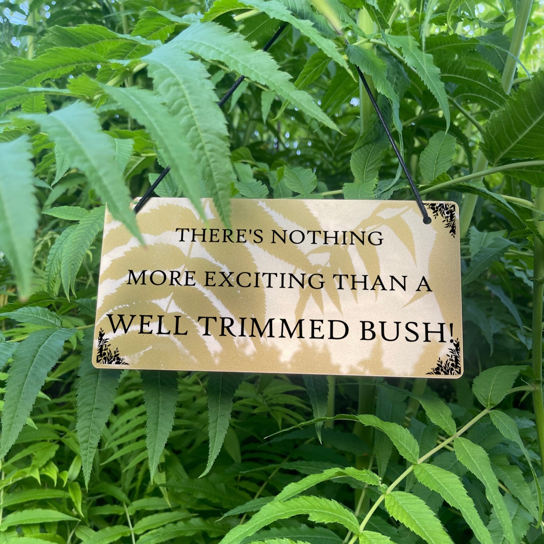 Image showing the sign in gold color: Alt Text: "A picture of the sign displayed in a sophisticated gold color. The gold color adds an elegant and luxurious touch to the sign."